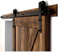 9FT/274cm Noir Grange en Bois Double Ensemble de Hardware porte coulissante en acier Barn Bois Double porte coulissante matériel Track Rolller