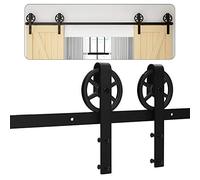 9FT/274cm Noir Grange en Bois Double Ensemble de Hardware porte coulissante en acier Barn Bois Double porte coulissante matériel Track Rolller