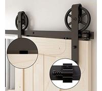 9FT/274cm Quincaillerie Kit de Rail pour Porte Coulissante avec Guide de Plancher de Porte de Porte de Grange, Kit de Rail de Porte de Grange