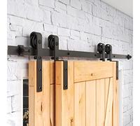 9FT/274CM Rail Porte Coulissante Systeme Quincailleri Ensemble Industriel pour Bypass Double Portes Interieur Facile à Installer, Forme J noire