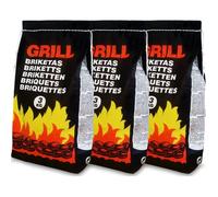 9kg de Charbon de bois pour BBQ - 3x Sac de 3kg Briquettes à Barbecue - Braises longue durée - Grill Jardin Terrasse