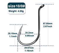 9km Hameçons De Pêche 50 200pcs Hameçons En J Pour La Pêche En Eau Salée Hameçons En Forme De Pieuvre Pour La Pêche En Eau Salée - Type Size-10-0 Gap-24.2mm-50 Pcs