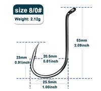 9km Hameçons De Pêche 50 200pcs Hameçons En J Pour La Pêche En Eau Salée Hameçons En Forme De Pieuvre Pour La Pêche En Eau Salée - Type Size-8-0 Gap-20.5mm-50 Pcs