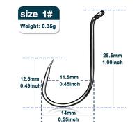 9km Hameçons De Pêche 50 200pcs Hameçons En J Pour La Pêche En Eau Salée Hameçons En Forme De Pieuvre Pour La Pêche En Eau Salée - Type Size-1 Gap-11.5mm-50 Pcs