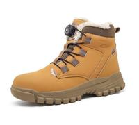9KSAFETY Chaussure de Sécurité Homme Antidérapant Imperméable Antiperforation Rotary Button Safety Work Boots-Jaune-HiverDoubléCoton 43