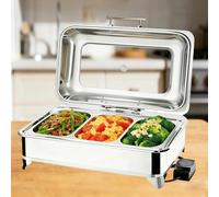 9L Chafing Dish Electrique, Chauffe-Plats Électrique Buffet avec Réglage de Température et Fenêtre Transparente, Chafing Dish Buffet Chauffant pour Restaurant et Hôtel(1/3 Pan)