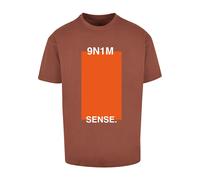 9N1M SENSE T-Shirt 'Orange Square Tee 2' marron / orange / blanc, Taille L
