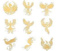 9pcs 4x4cm Autocollants Sur Le Thème Du Phoenix Autocollants Phénix De Feu Stickers Autocollants Phoenix En Métal Pour Scrapbooks Diy Crafts Décoration De Téléphone