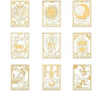 9pcs 4x4cm Autocollants Tarot Autocollants Spirituels Joker Crâne Autocollants Métal Or Lion Soleil Lune Divination Autocollants Métal pour Scrapbooks DIY Artisanat Décoration Téléphone