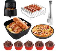 9PCS Accessoires Air Fryer Compatible pour Philips série 2000 4.2L (NA229/00), Russell Hobbs 4L/4,3L, 20CM Réutilisable Moule Silicone Air Fryer, BPA-free Accessoires Airfryer