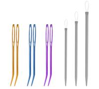 9pcs Aiguilles à Laine Set, Aluminium Gros Œillets Aiguilles à Coudre Main avec Pointes Courbées Outils Tissage Fil Laine pour Tapisserie Tricot Crochet Projets Broderie