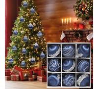 9pcs Baubles pour Les décorations d'arbre de Noël | Ornaments de boules de Noël avec des chaînes, boules de Noël à l'épreuve pour décor de fête d'arbre de Noël