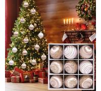 9pcs Baubles pour Les décorations d'arbre de Noël | Ornaments de boules de Noël avec des chaînes, boules de Noël à l'épreuve pour décor de fête d'arbre de Noël