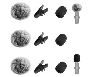 9pcs Bonnette Micro-Cravate, Accessoires pour Microphone à Revers Kit Comprenant 3 Pare-Brise en Fourrure 3 Housses en Mousse et 3 Clips pour Micro à Revers pour Réduire le Bruit du Vent