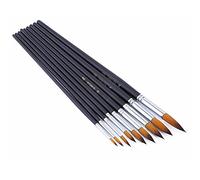 9pcs Chinois Calligraphie Pinceaux Pointe en Nylon Long Manche en Bois Pinceaux Ensemble pour l'huile Acrylique et Aquarelle
