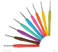 9pcs crochets de crochet en aluminium à poignée en plastique souple multicolore avec aiguilles à tricoter Multicolore G