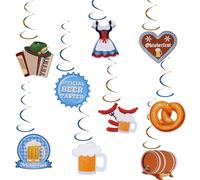 9pcs Décoration Oktoberfest Papier Tourbillon Pré-Assemblées Bière Pain Saucisses Accordéon Fête Décorations Allemandes pour la Fête de la Bière