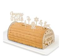 9pcs Embouts de Bûche Joyeuses Fêtes Déco Bois,Bûche de Noël pour Gâteau Joyeux Noël en Bois Cupcake Topper Décorations Gâteau noël pour Décoration de Dessert