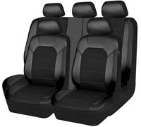 VOIV 9PCS Ensembles De Housses Siège Voiture pour Peugeot 3008 II SUV 3008 GT 2016 2017 2018-2023, Cuir Confortable Respirant ImperméAble Nonslip Protection Couvre Sieges,A Black