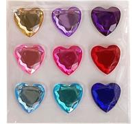 9pcs großer Herz -Strass -Aufkleber PVC Buntes selbstklebende Juwel