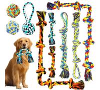 9Pcs Jouets Corde Chiens Grande Moyenne, 5 Noeuds Iot Jouet Gros Chien Indestructibles Mâcheurs Agressifs, Balle Mâcher Dentition Coton Robustes pour Dents Nettoyage Soins Dentaires Jouer Interactifs