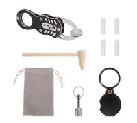 9pcs Kit de Testeur Pièce de Monnaie, Kit Testeur pour Vérifier Pièces d'Or et d'Argent Comprenant Maillet en Bois Pince Fermoir Magnétique Sac Rangement Loupe et Tête Protection