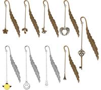 9pcs Metal Bookmarks With Butterfly Pendant 3d Feather Bookmarks Creative Vintage Bookmark For Christmas Gift Readers Gifts