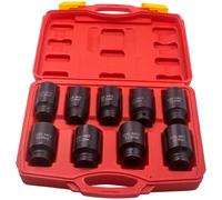 9pcs Moyeu d'essie Ensemble de prises d'impact 6 points 1/2" Drive Deep 29-38mm Coffret Outillage