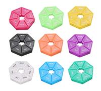 9pcs Pilulier semainier 7 jours pilulier avec 7 compartiments Pilulier Semainier Français 7 Jours Multicolores Pilulier Hebdomadaire Pilulier Semainier Français pour Médicaments Vitamines