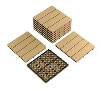 9PCS/set Dalles de Terrasse Emboîtables en Composite Plastique, Sol Extensionérieur Imperméable et Drainant, Installation Facile, Résistant aux Intempéries, Balcon, Patio, Piscine, Couleur Teck
