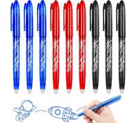 9pcs Stylo Gel Effaçable Encre Gel Effaçable Stylo Gomme(Noir Bleu Rouge)