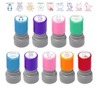 9Pcs Tampons Enseignants, Tampon Encreur Enfant, Plastique Tampon Auto Encreur, avec Dessins Animés, pour Encourager Élèves