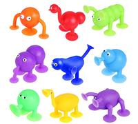 9Pièces Sucker Toys Set, Jouets d'aspiration en Silicone Jouets Antistress Jouet éducatif pour Enfants Jouets Sensoriels, Jouets de Bain Créatifs pour l'interaction Familiale, Cadeau d'anniversaire