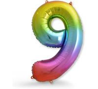 9Th Birthday Balloon - Number 9 Balloon In Multi-Coloured - 9Th Birthday Decoration For Girls Or Boys - Helium Inflatable - For A Dazzling Celebration - Balloon 9