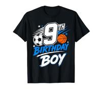 9th Birthday Boy Soccer Basketball Celebration T-Shirt