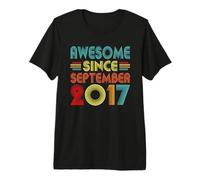 9th Birthday Idea Awesome Since September 2017 9 Years Old T-Shirt Haut de Gamme