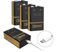 9V Rechargeable Battery 650mAh with USB Charging 4Pcs Li-Lithium Polymer Battery Rechargeable Keyboard Microphone Smoke Detector/Detector Guitar Camera Toys and More (4)