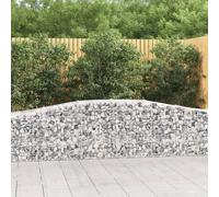 3x Paniers à Gabions Arqués Cages à Gabions Arquées Murs de Gabion Barrières de Jardin Terrasse Extérieur 400x50x60/80 cm Fer Galvanisé