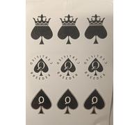 9x Tattoo Mix Q Tatouage Temporaire Pour Femme Queen Reine De Pique Bbc Black Pack 9 Tatoo Reine De Pic Hotwife-Queen Of Spades-Taille Moyenne 3cm X 2,5cm
