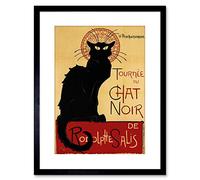 9x7 '' Black Cat Chat Noir Rodolphe SALIS Paris Vintage Framed Art Print F97X199