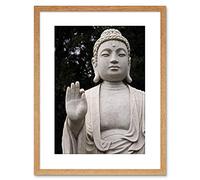 9x7 '' Buddha Statue White Stone Meditation Photo Framed Art Print F97X217