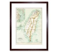 9x7 '' Map Taiwan Formosa Vintage Framed Art Print Picture Mount Photo F97X518