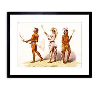 9x7 '' Sport Native American Indian Lacrosse Ball Game Framed Art Print F97X758