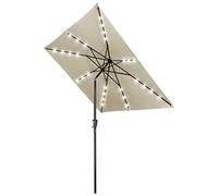 9x9FT Iron Umbrella 28 LED Beach Umbrella Portable Outdoor Umbrellas Push Button Tilt Pole Protection Windproof Sunshade for Beach, Patio, Yard