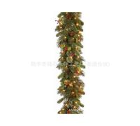 (A,1.8m-30headlights)1.8m Christmas Pine Vine Garland With Red Berries Rattan Home Party Wall Door Decor Christmas Tree Ornaments Xmas Wreath