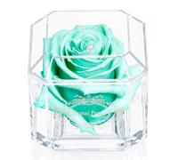 A 100% Real Rose That Lasts Years - Eternal Petals, Handmade in UK - White Gold Solo with A Multicolor Swarovski Crystal (Tiffany)