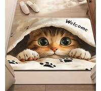 A,1'8"x2'7"/50x80cm,AVSMGP Tapis À Illusion D'optique 3D Enchanteur- Motif Chat Mignon Tapis D'entrée Carré À Poils Courts pour Intérieur/Extérieur Salon, Chambre, Salle À Manger