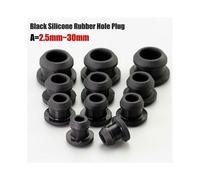 (A 25mm, 5 Pcs) Silicone Rubber Snap-on Hole Plug 2.5mm~30mm Black Blanking End Caps Tube Pipe