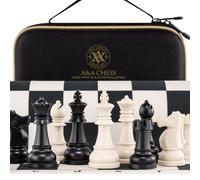 A&A Jeu d'échecs de Voyage/Échiquier Pliable en Silicone 38,1 x 38,1 cm/Pièces Staunton en Plastique avec Une Hauteur de Roi de 3,25 Pouces/Sac de Rangement