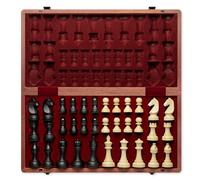 A&A Premium Folding Chess Set, 19" Wooden Board & 3.75" King Height Staunton Pieces with 2 Extra Queens, Portable Travel Game Set